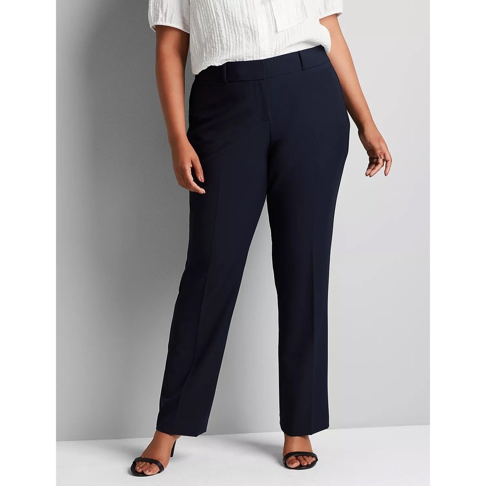 Lane Bryant The Perfect Drape Straight High-Rise Blue Dress Pants SZ 24 NWT $89